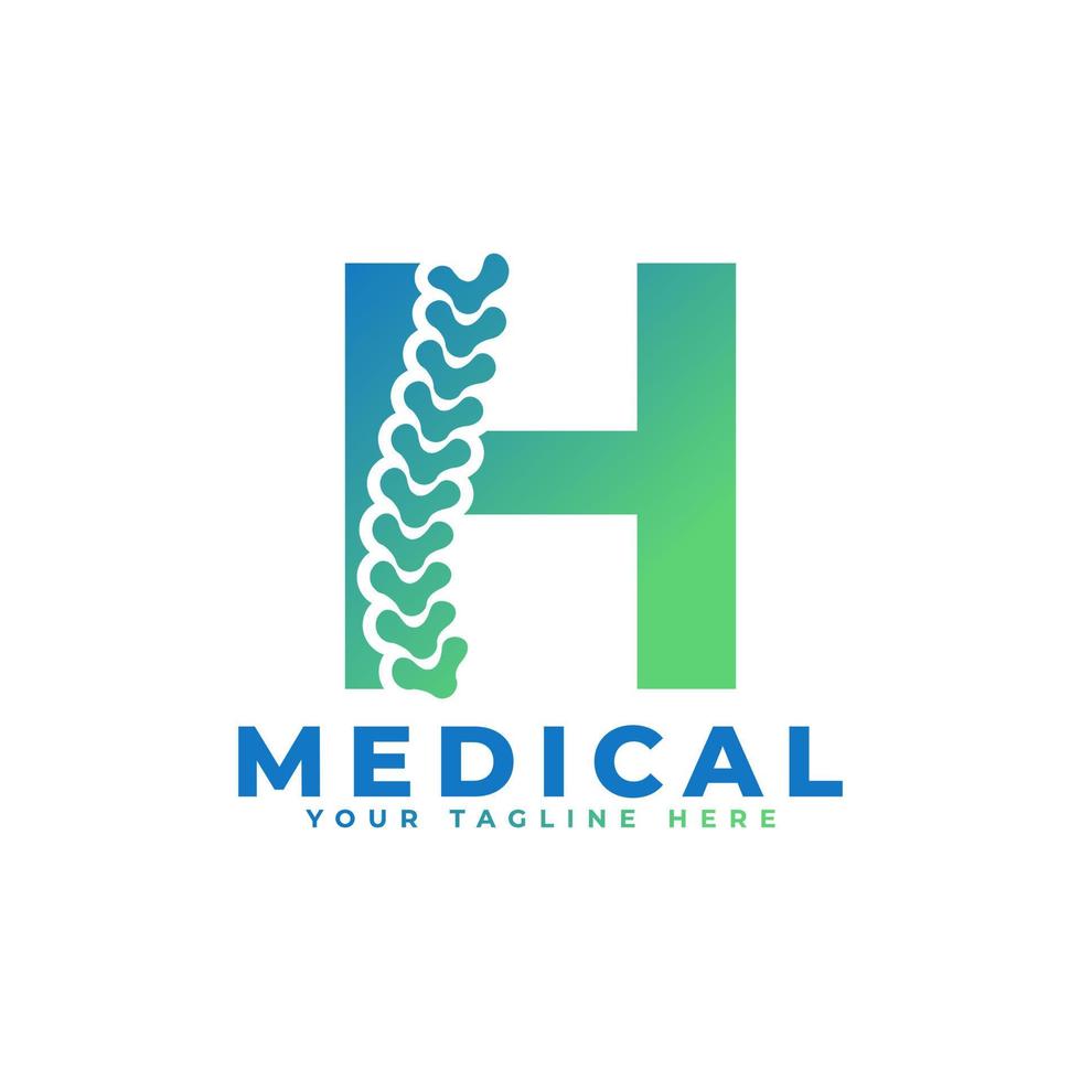 Letter H with Icon Spine Logo. Usable for Business, Science, Healthcare, Medical, Hospital and Nature Logos. vector