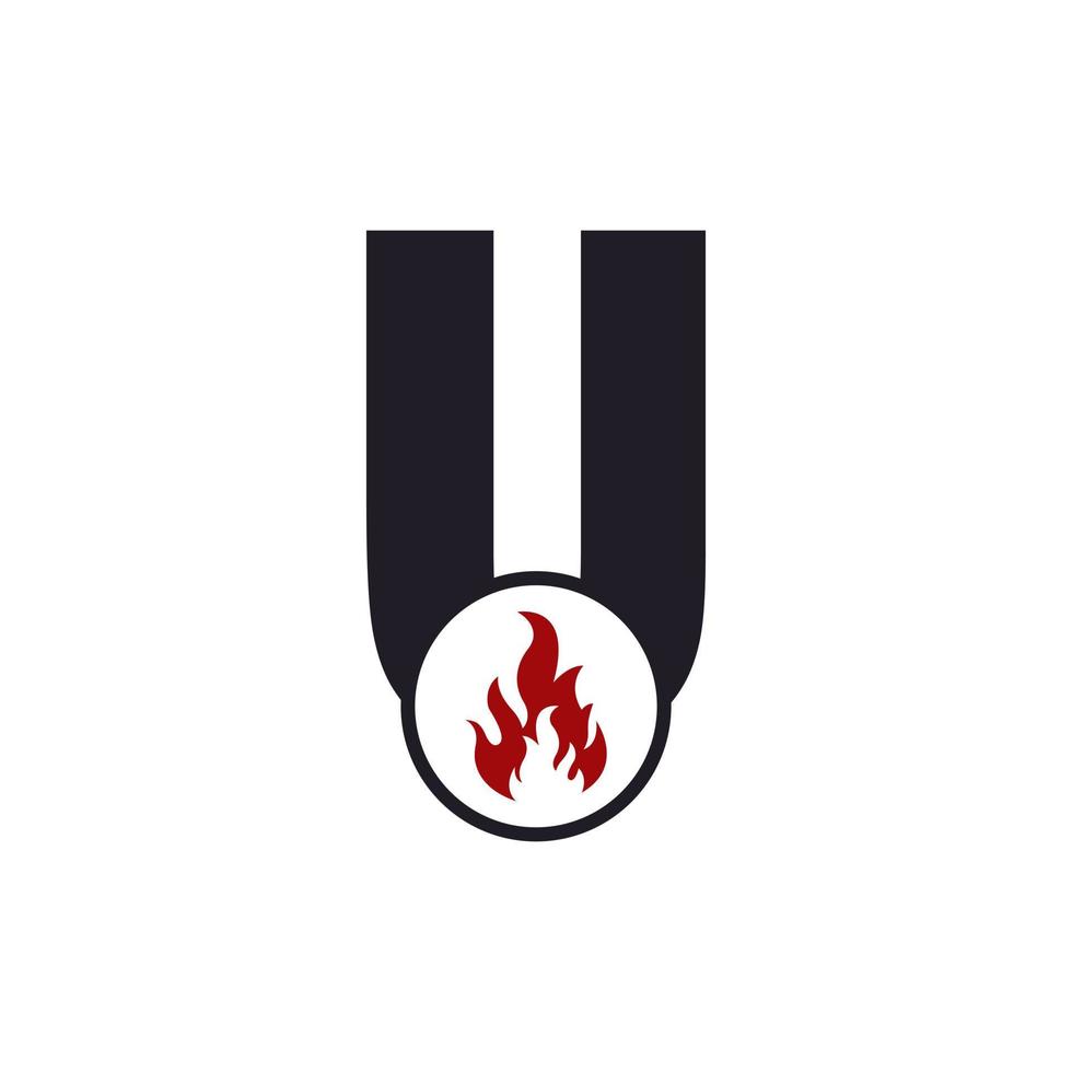 Initial Letter U with Flame Fire Logo Design Inspiration vector