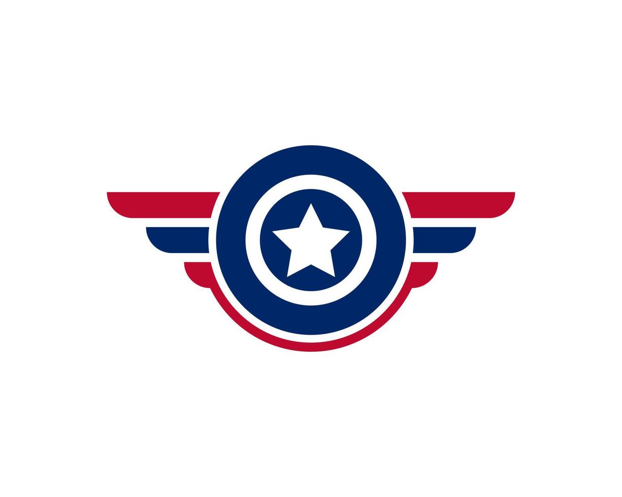 Patriotic American Veteran Flag Emblem Wings Icon Logo Design Template Element vector