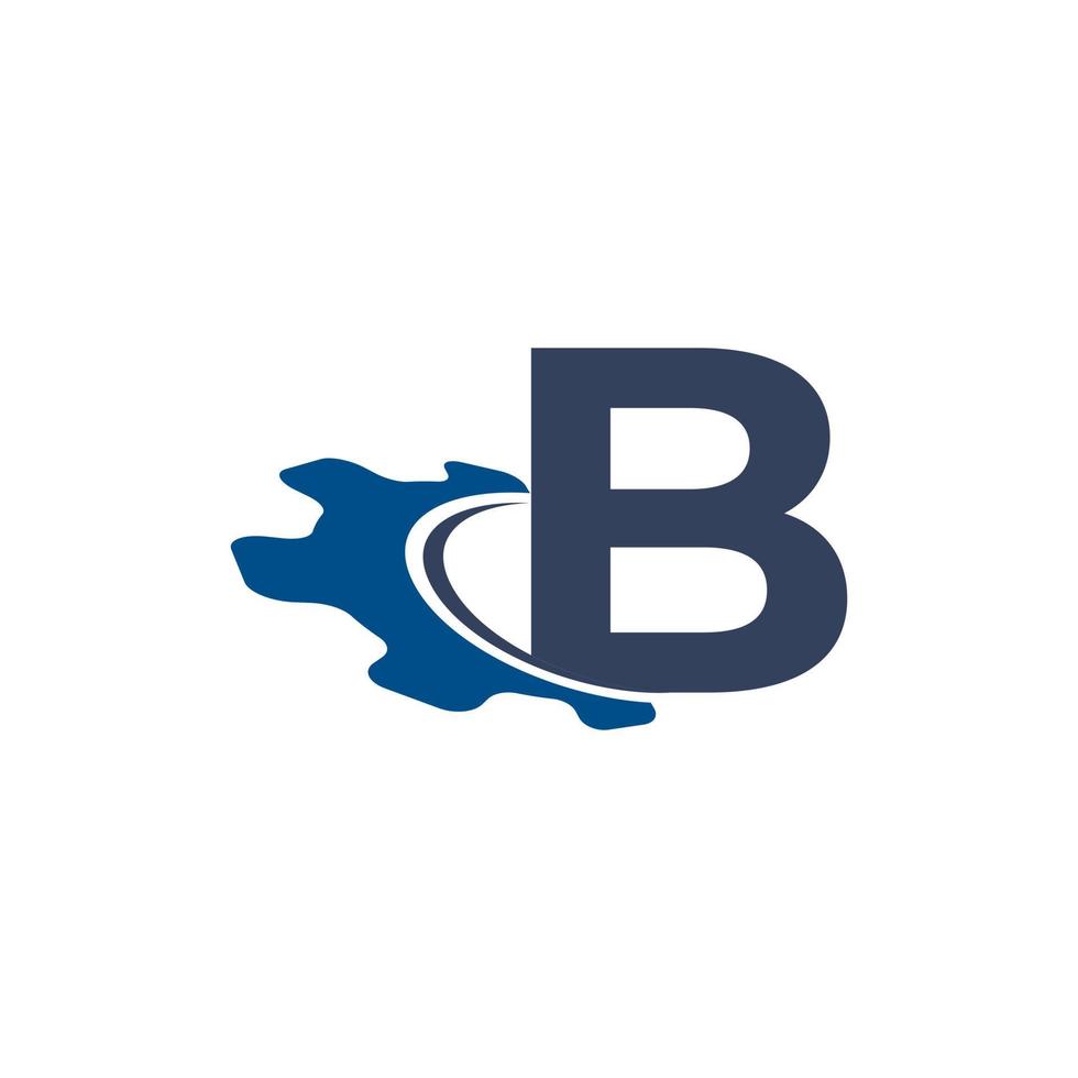 corporación letra b con diseño de logotipo de engranaje automotriz swoosh. adecuado para logotipos de construcción, automoción, mecánica e ingeniería vector