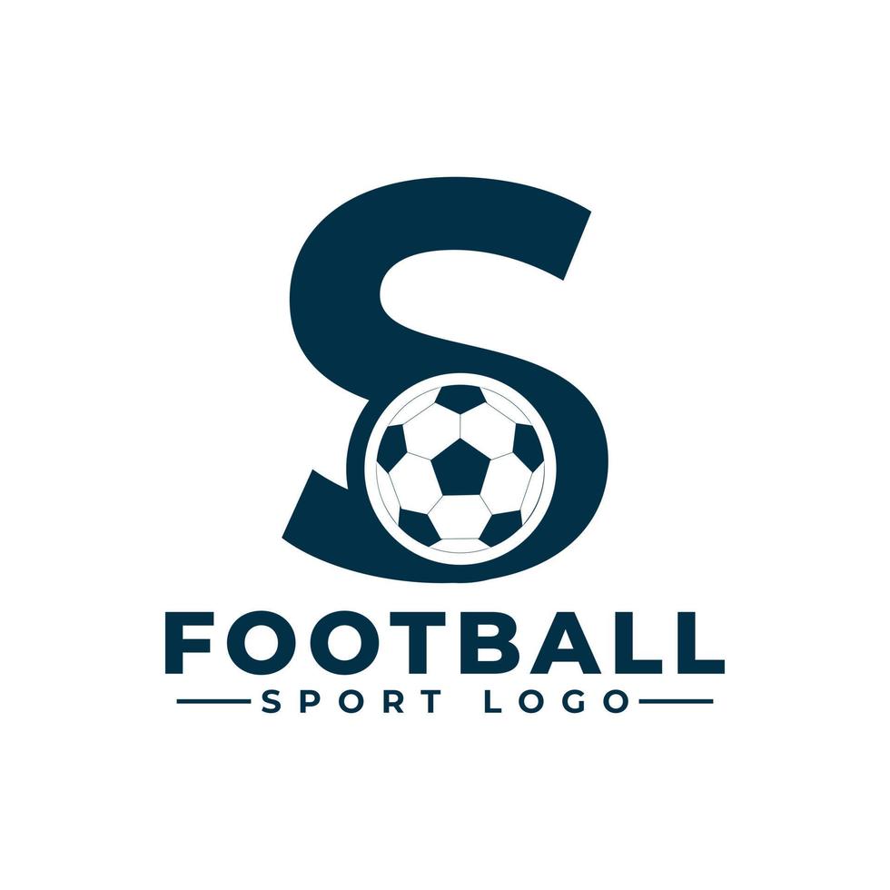 letra s con diseño de logotipo de balón de fútbol. elementos de plantilla de diseño vectorial para equipo deportivo o identidad corporativa. vector