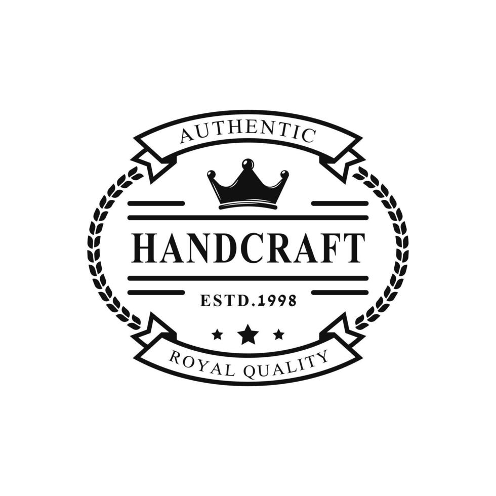 Vintage Retro for Royal Quality Handcraft Badges Logo Design Template Element vector