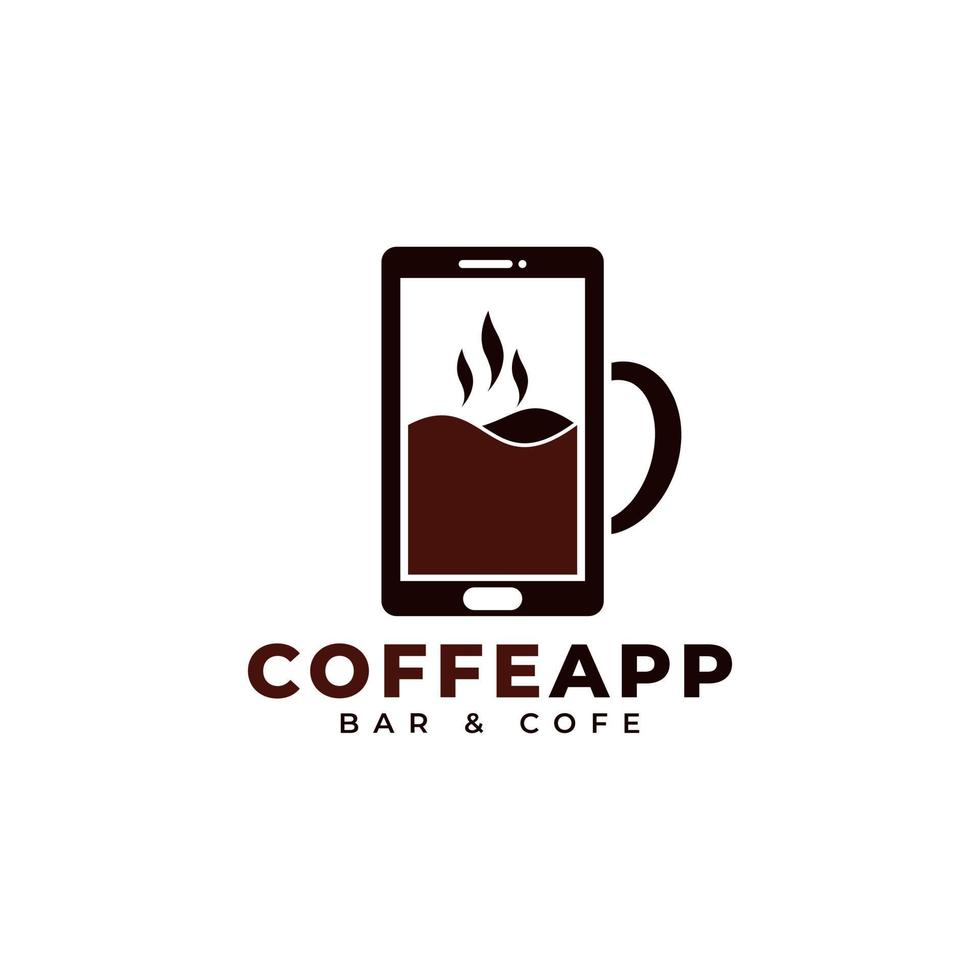 Cafe Mobile App Logo Template. Smartphone Combined with Coffee Icon