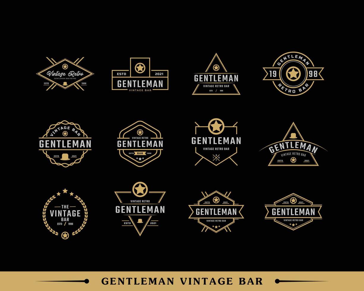 Set of Creative Classic Vintage Retro Label Badge for Gentleman Cloth Apparel Logo Design Inspiration vector