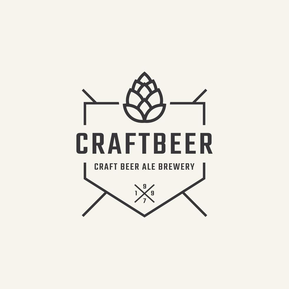 insignia de etiqueta retro vintage clásica para el diseño del logotipo de la cervecería de cerveza artesanal de lúpulo inspiración vector