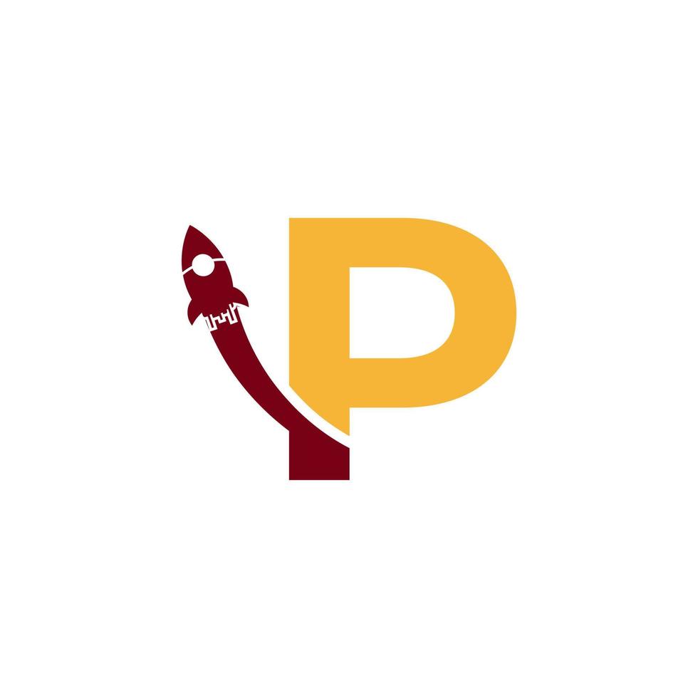 Initial Letter P with Rocket Logo Icon Symbol. Good for Company, Travel, Start up and Logistic Logos vector