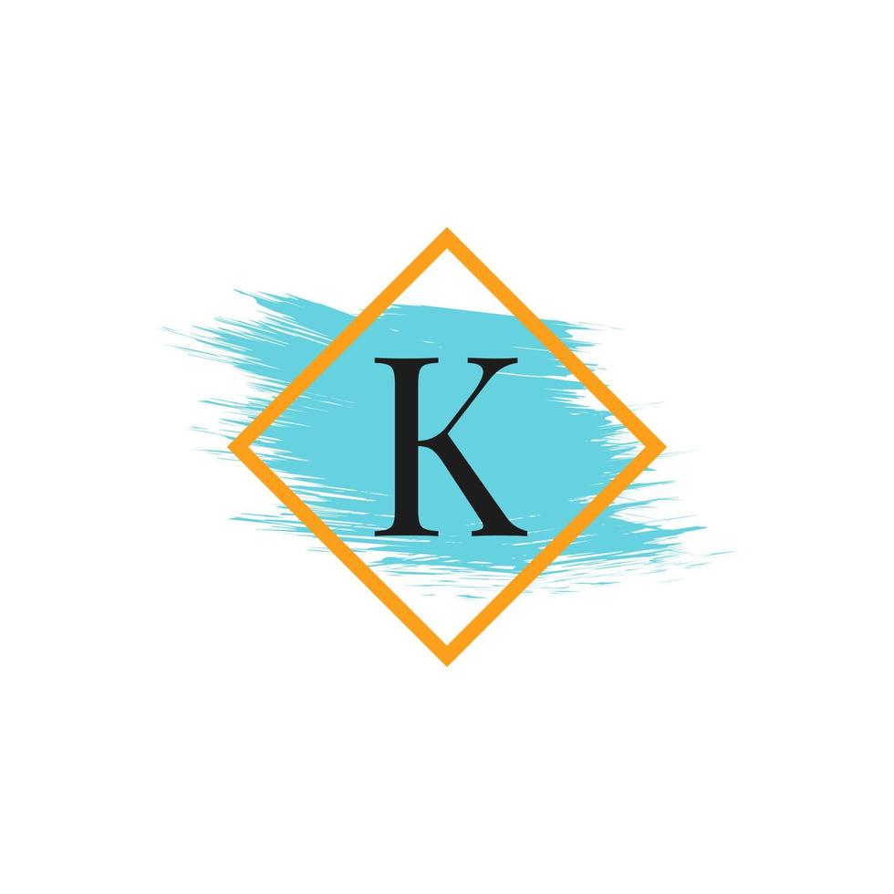 Letter K Logo with Water Color Brush Stroke. Usable for Business, wedding, make up and fashion Logos. vector