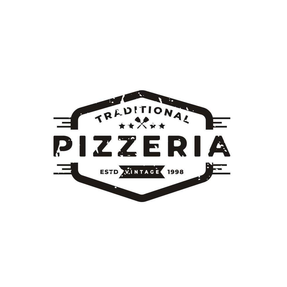 emblema clásico vintage insignia espátula pizza pizzería logotipo diseño inspiración vector