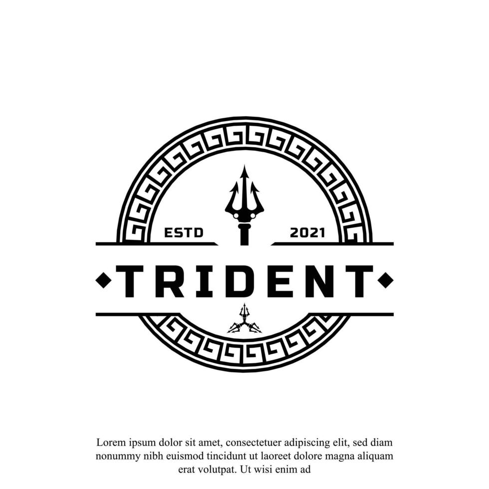 Classic Vintage Trident Neptune God Poseidon Triton King Spear Logo Icon Design Template vector