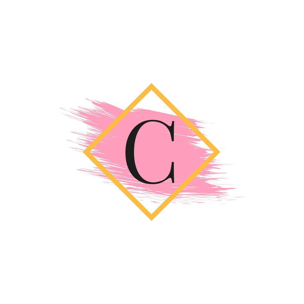 Letter C Logo with Water Color Brush Stroke. Usable for Business, wedding, make up and fashion Logos. vector