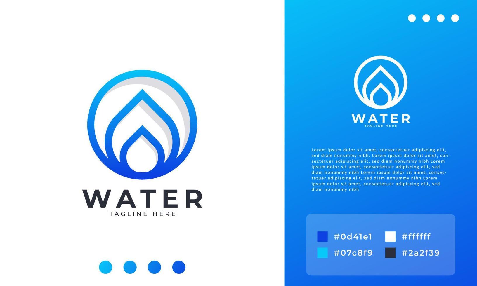 Water Drop Logo Design Template Linear style. Blue Droplet Lines Aqua Icon vector