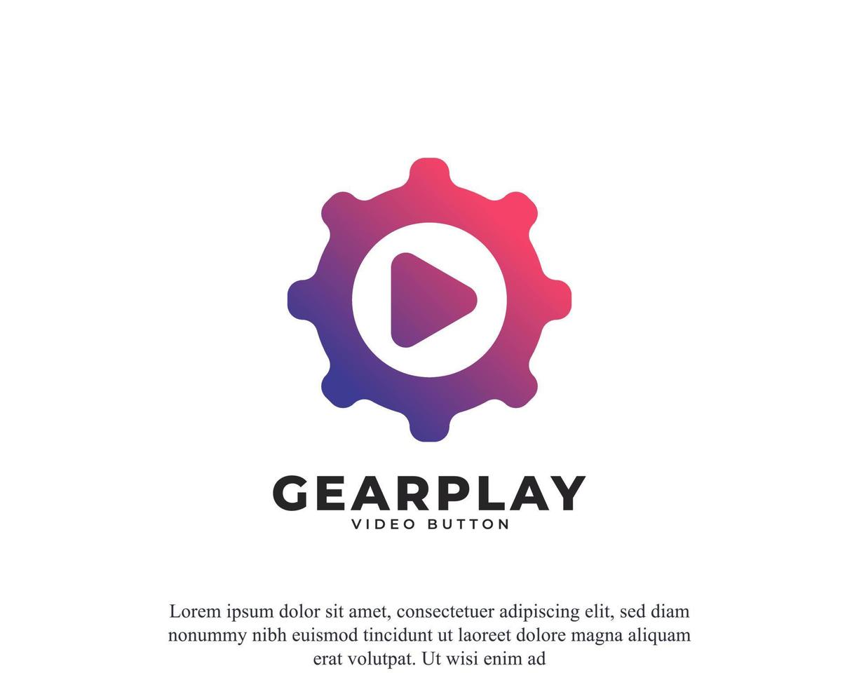 Play Symbol Combined with Gear Icon Logo Design Template Element vector
