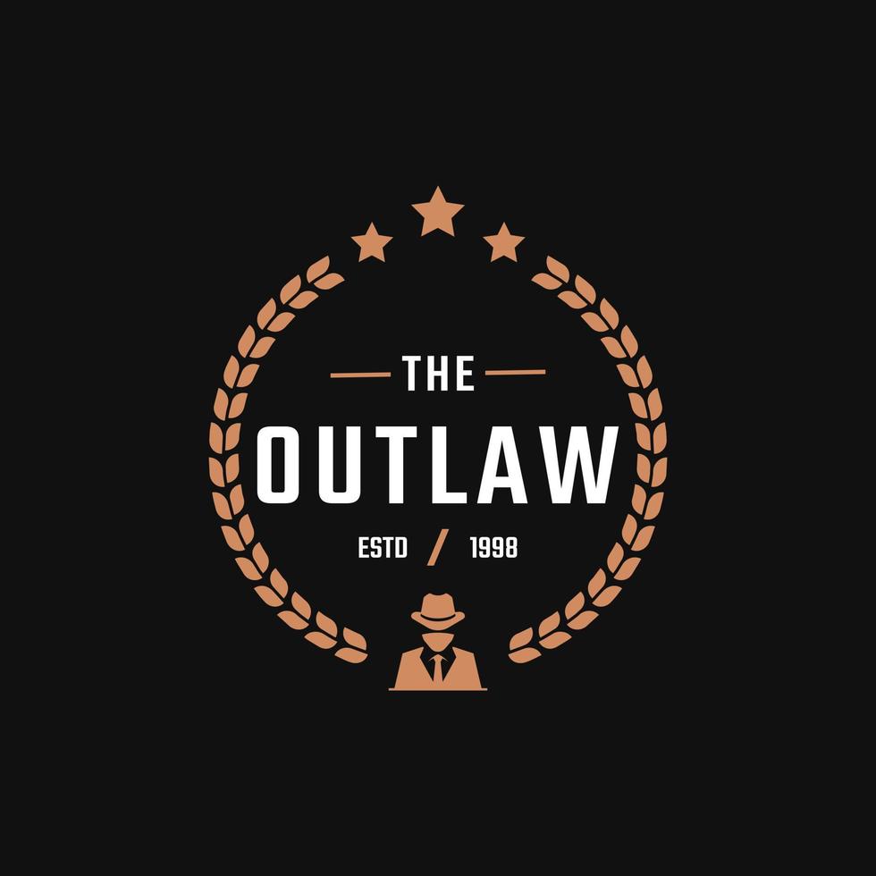 Classic Vintage Retro Label Badge for Gangsters and Mafia Logo Design Inspiration. Man in Black Suit Symbol vector