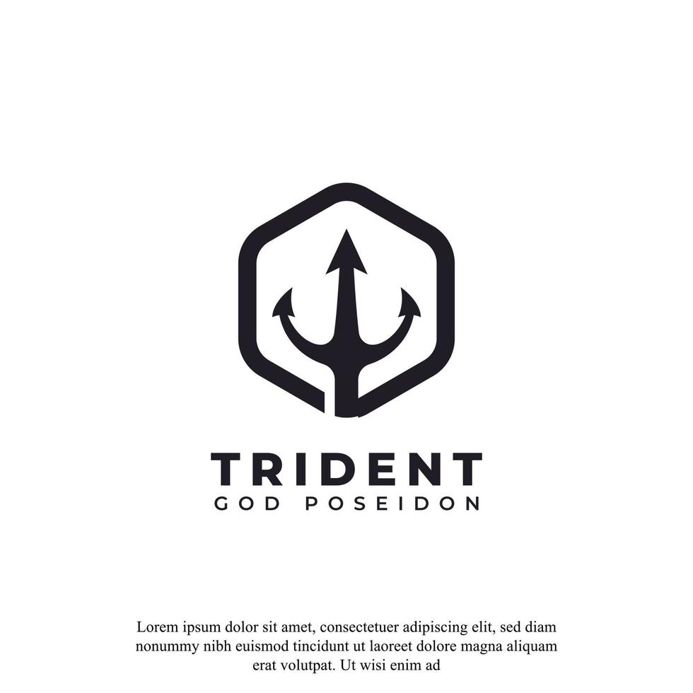 Classic Vintage Trident Neptune God Poseidon Triton King Spear Logo Icon Design Template vector