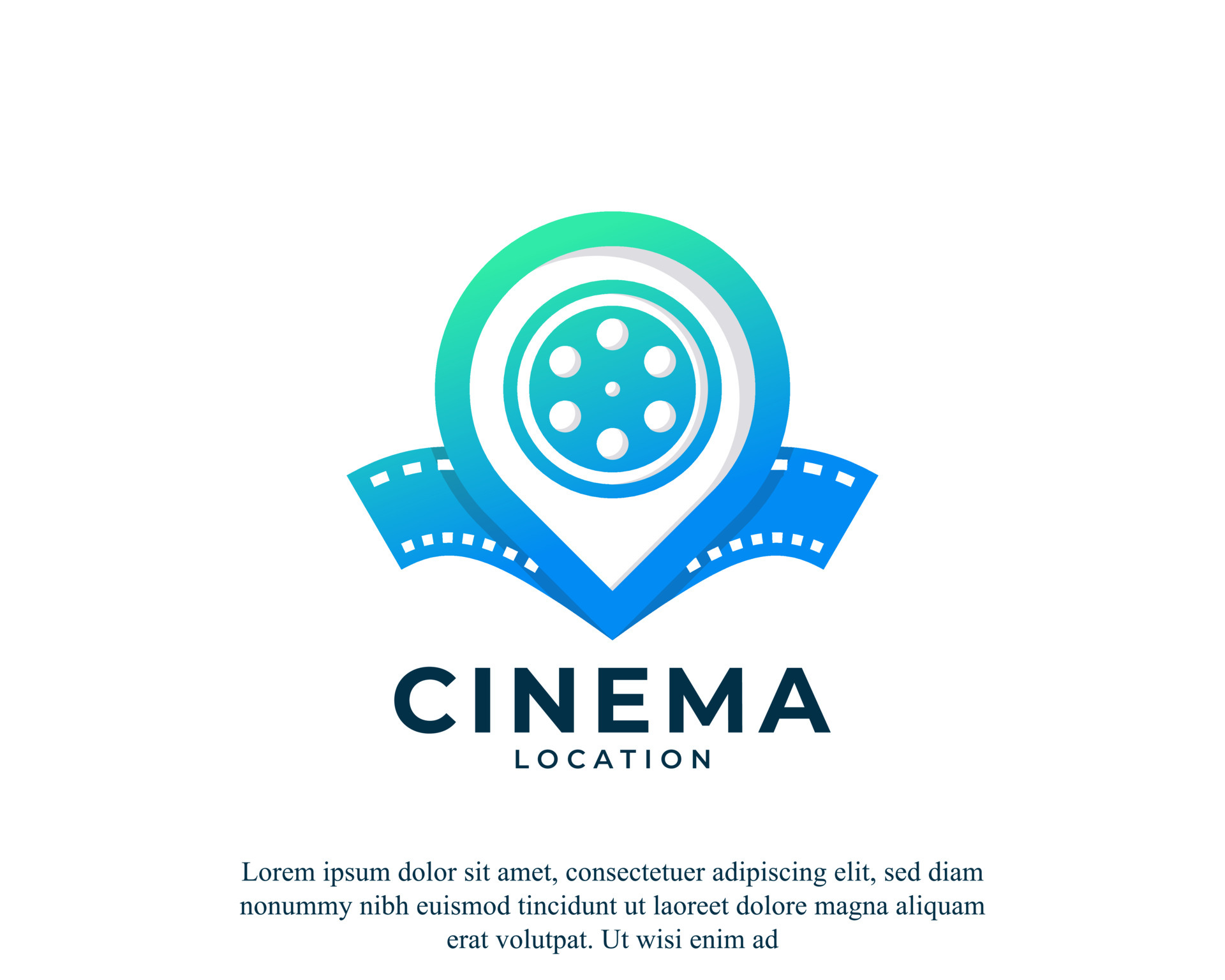 Map Pin Location with Camera Reel Stripes Filmstrip Logo. Film location  glyph icon Vector 6227181 Vector Art at Vecteezy
