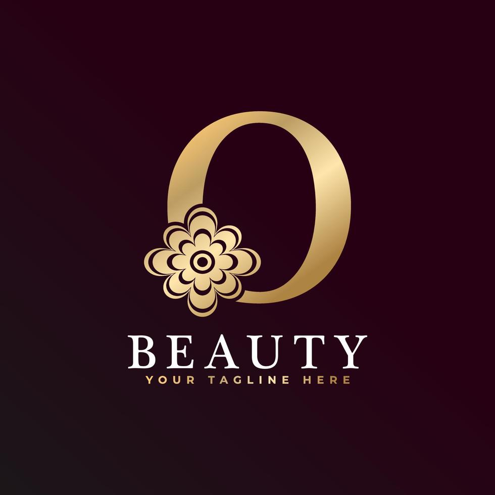 logotipo elegante o de lujo. logotipo del alfabeto floral dorado con hojas de flores. perfecto para moda, joyería, salón de belleza, cosméticos, spa, boutique, boda, sello de carta, logotipo de hotel y restaurante. vector