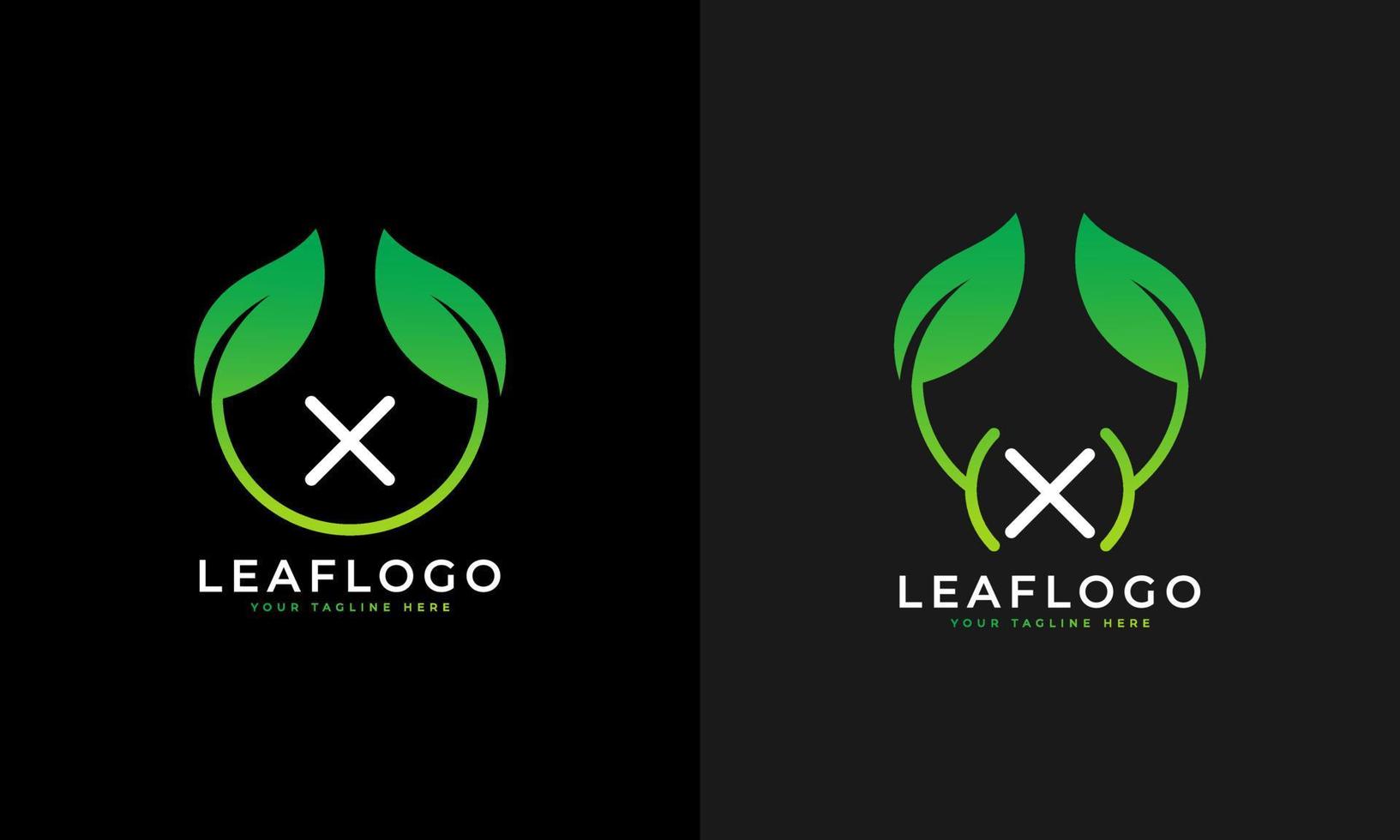 diseño del logotipo de la letra x de la hoja verde de la naturaleza. logotipo de monograma. icono del alfabeto de hojas verdes. utilizable para logotipos comerciales, científicos, sanitarios, médicos y naturales.elemento de plantilla de diseño de logotipo vectorial plano. eps10 vector