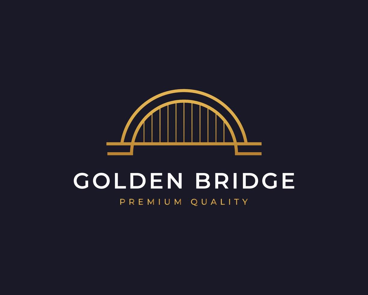 Architecture Golden Arch River Bridge Simple Minimalist Logo in Line Style Design Inspiration vector