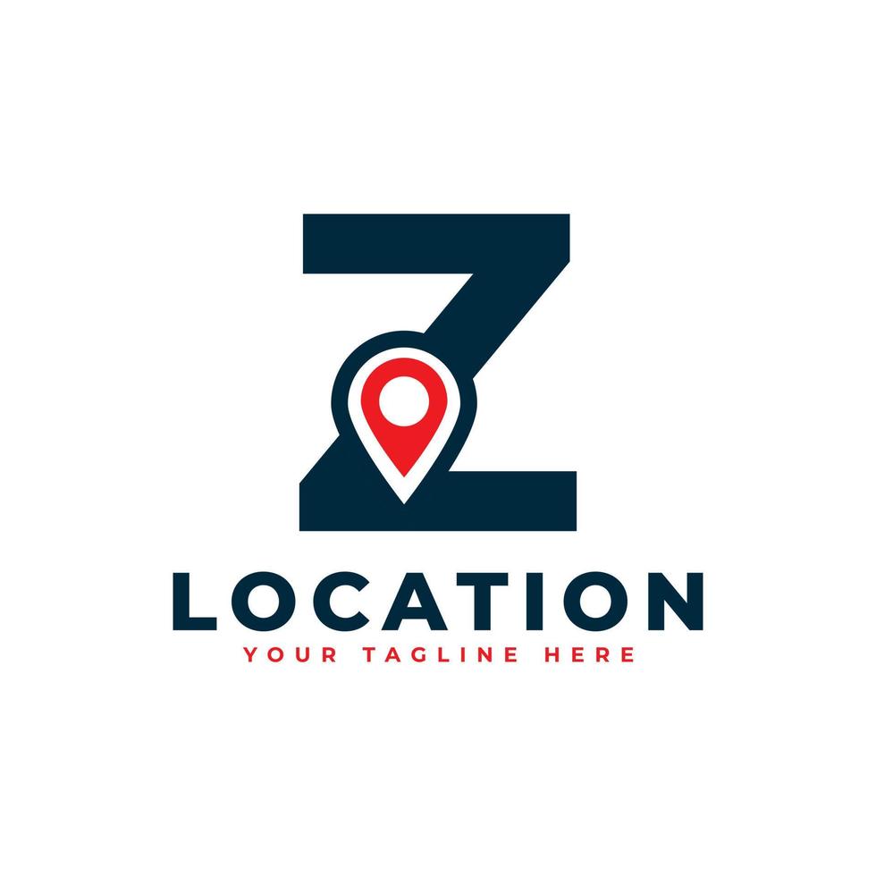 Elegant Letter Z Geotag or Location Symbol Logo. Red Shape Point Location Icon. Usable for Business and Technology Logos. Flat Vector Logo Design Ideas Template Element.