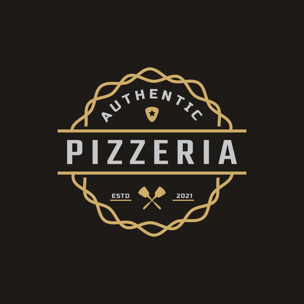 Vintage Classic Emblem Badge Spatula Pizza Pizzeria Logo Design Inspiration vector