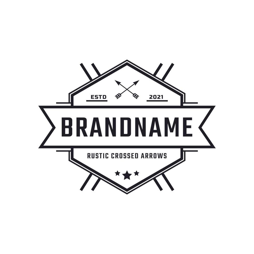 Classic Vintage Retro Label Badge for Crossed Arrows Rustic Hipster Stamp Logo Design Inspiration vector