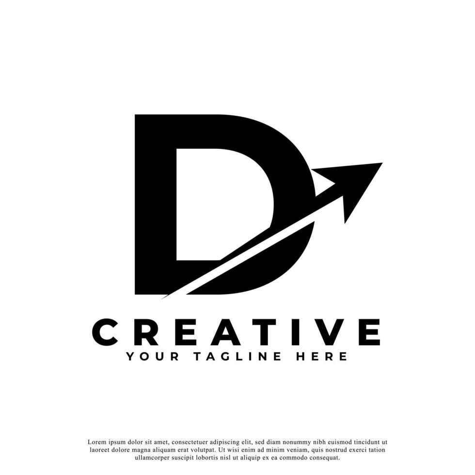 letra inicial d flecha creativa artística hacia arriba logotipo de forma. utilizable para logotipos comerciales y de marca. vector