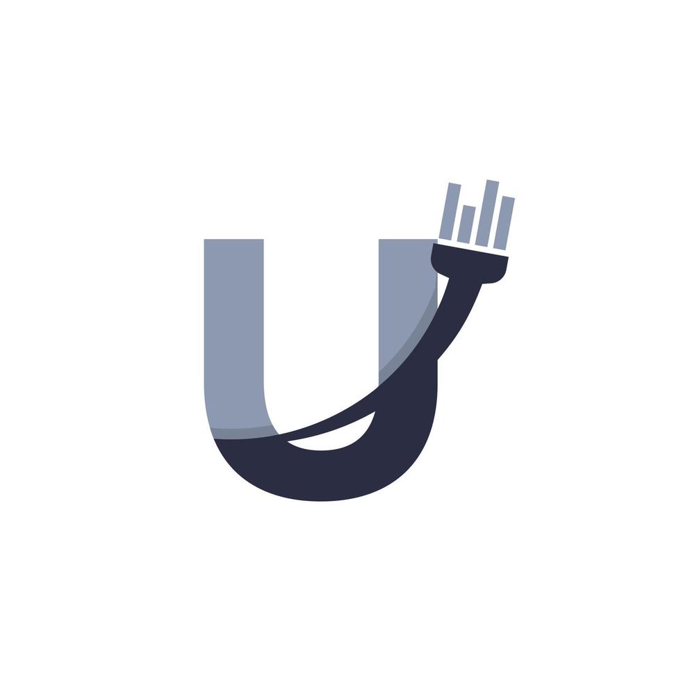 Letter U Brush and Paint with Minimalist Design Style vector