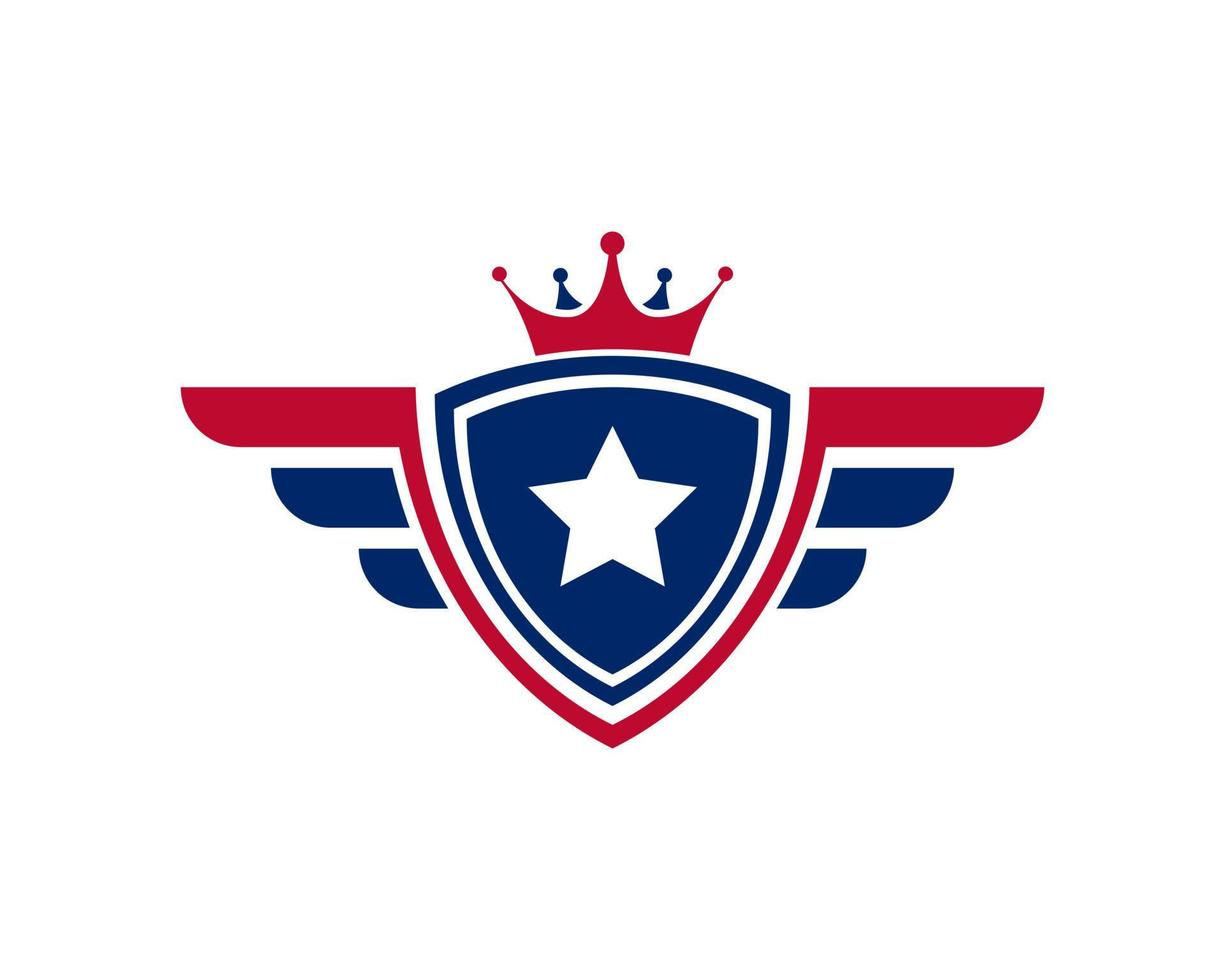Emblem American Veteran Flag Emblem Wings with Shield Patriotic Logo Design Template Element vector