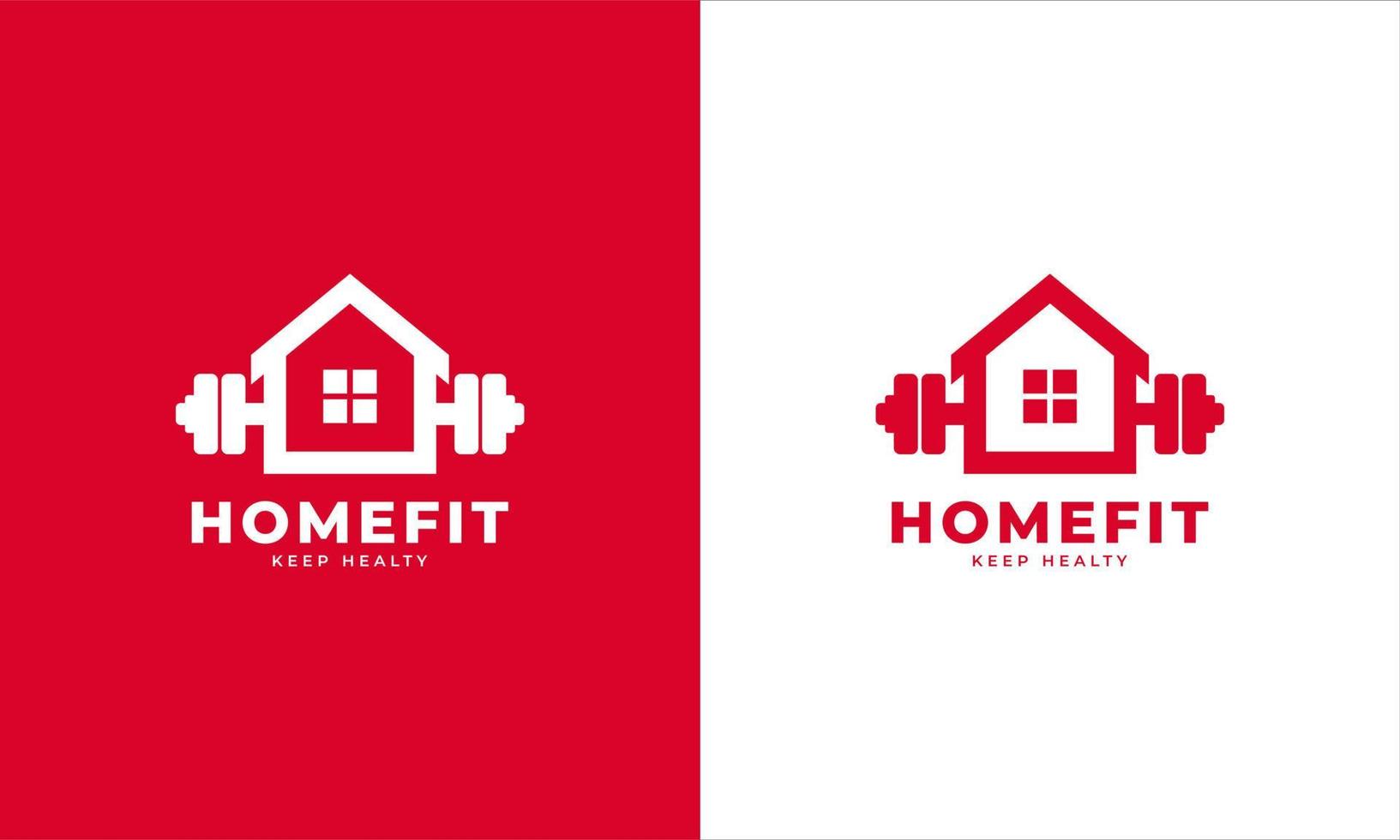 Barbell House Icon. Fitness Home Logo Design Template Element. vector