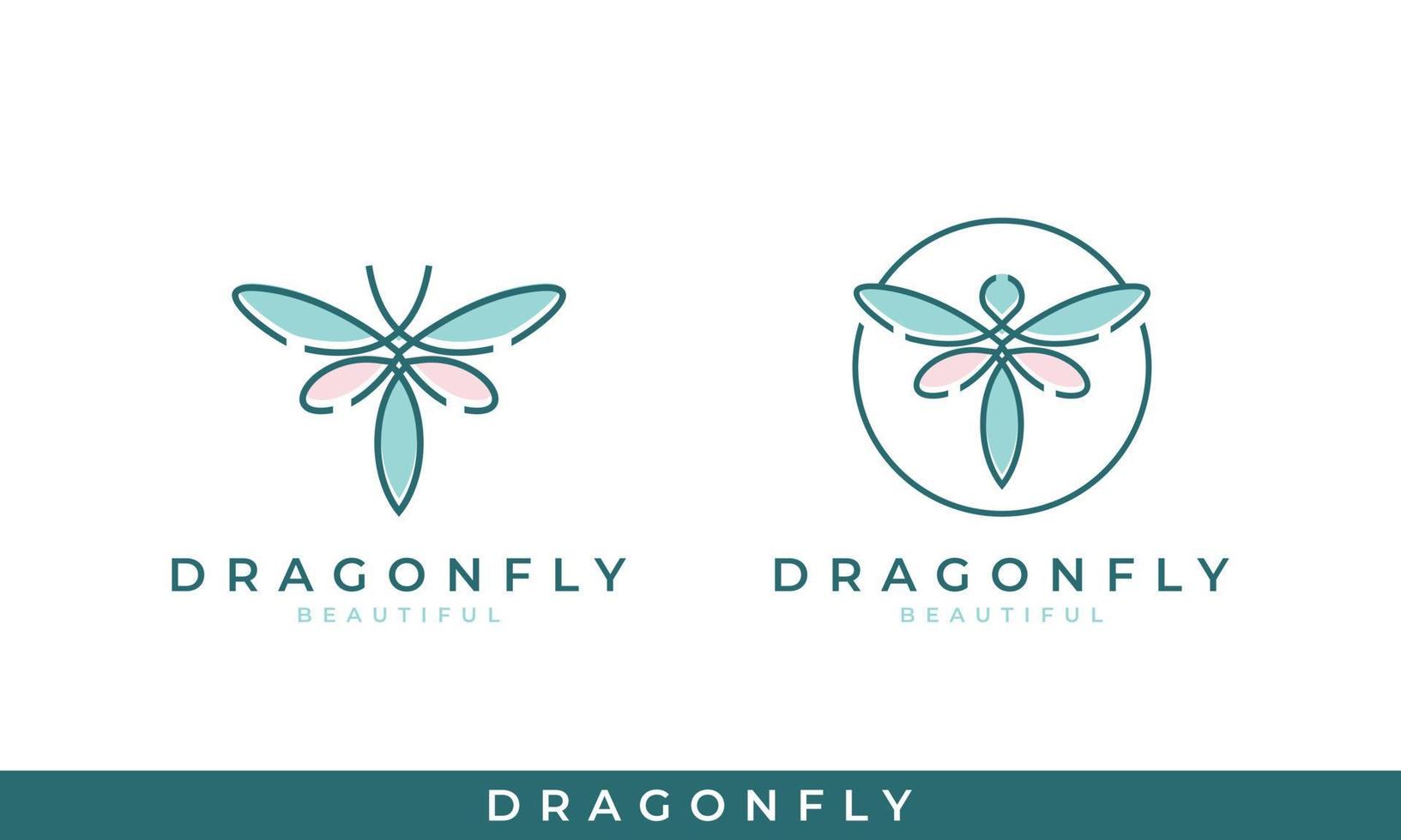 Beauty Dragonfly Symbol. Butterfly Insect Fly Minimalist Line art Style Logo Design Inspiration vector