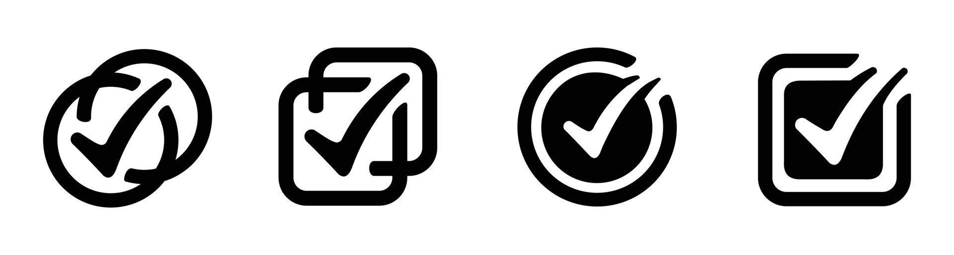 Tick symbol in black color vector illustration. Check mark vector icons. black check marks in circle and square. check mark collection