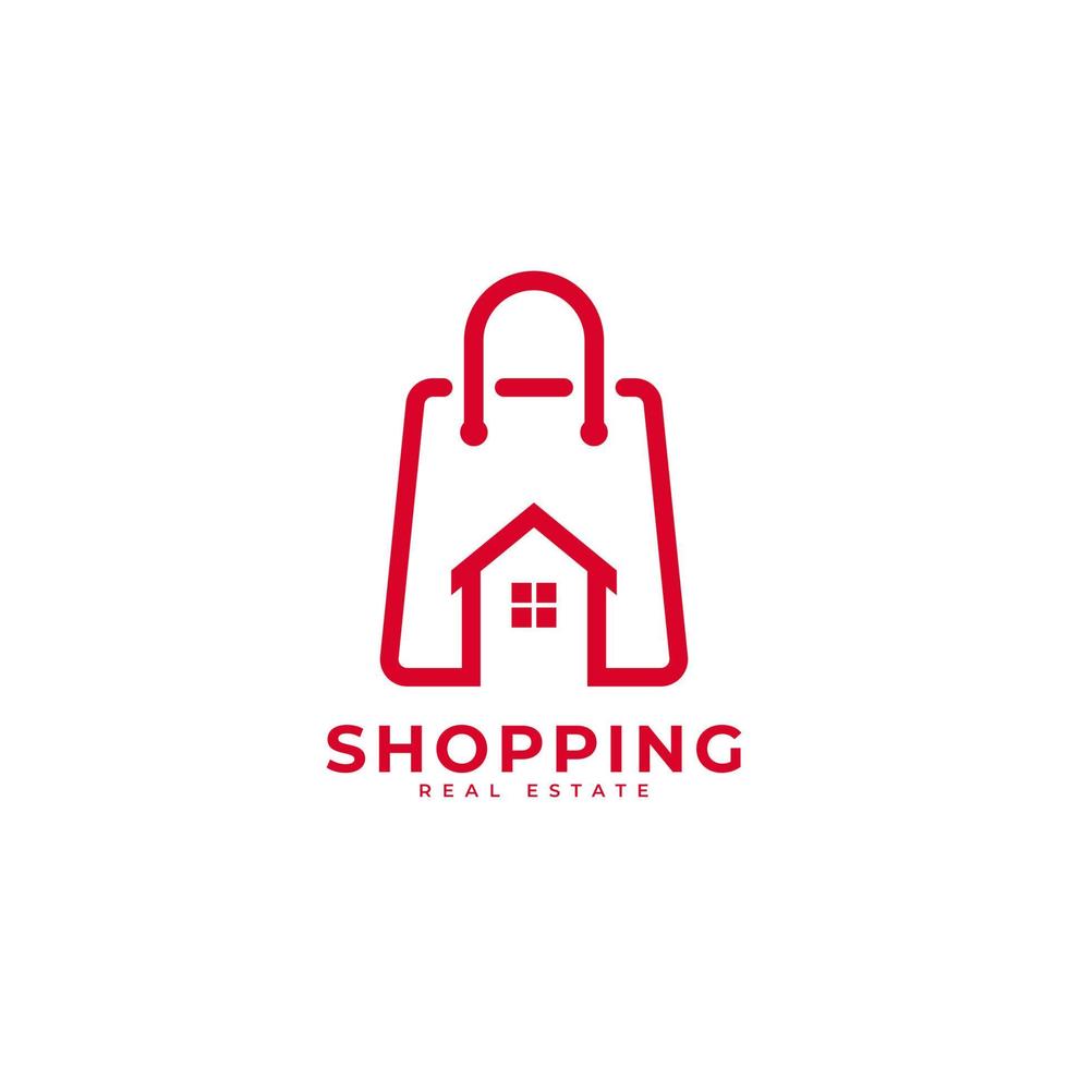 Home Shop Logo. Shopping Bag Combined with House Icon Vector Illustration