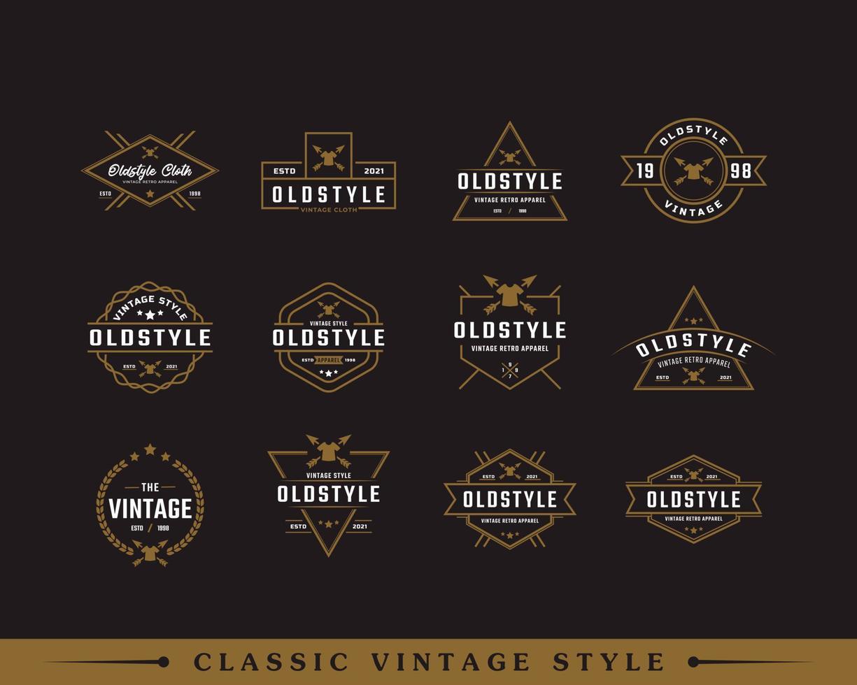 Set of Classic Vintage Retro Label Badge for Clothing Apparel Old style Logo Emblem Design Template Element vector