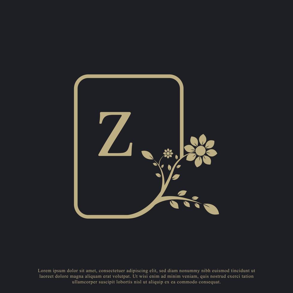 Rectangle Letter Z Monogram Luxury Logo Template Flourishes. Suitable for Natural, Eco, Jewelry, Fashion, Personal or Corporate Branding. vector