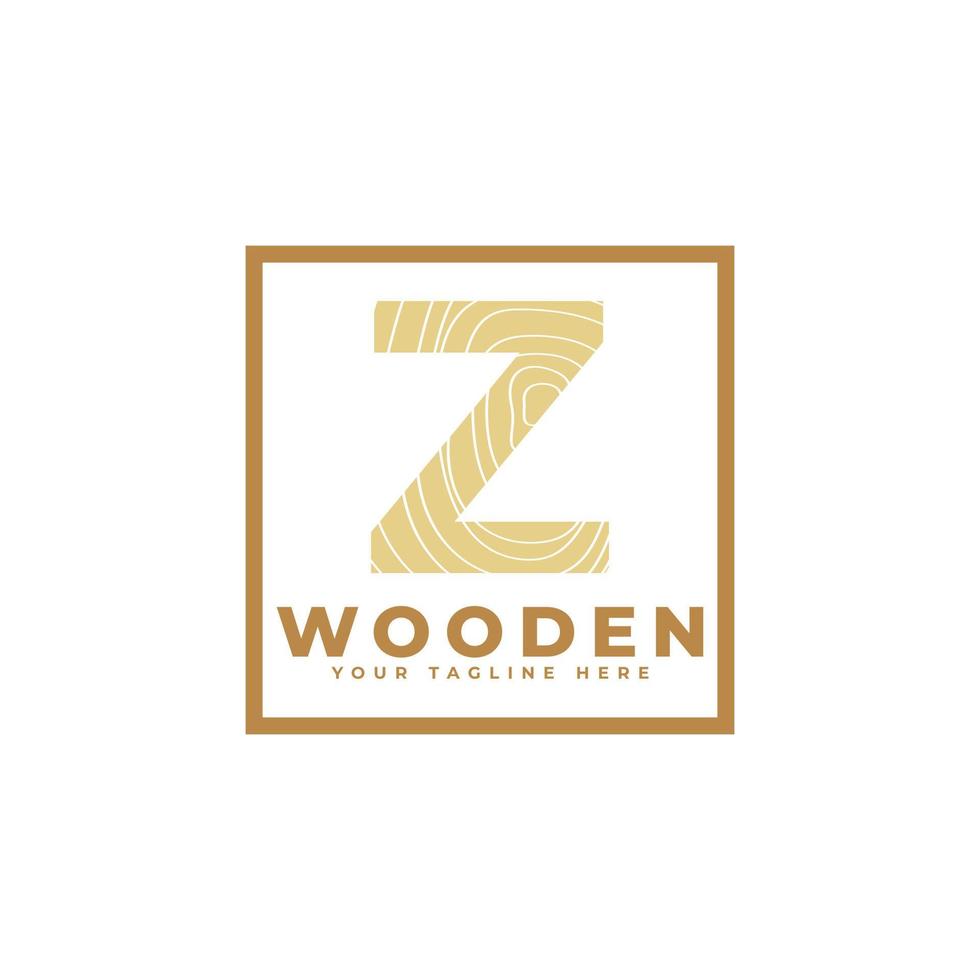 letra z con textura de madera y logotipo de forma cuadrada. utilizable para logotipos de negocios, arquitectura, bienes raíces, construcción y construcción vector