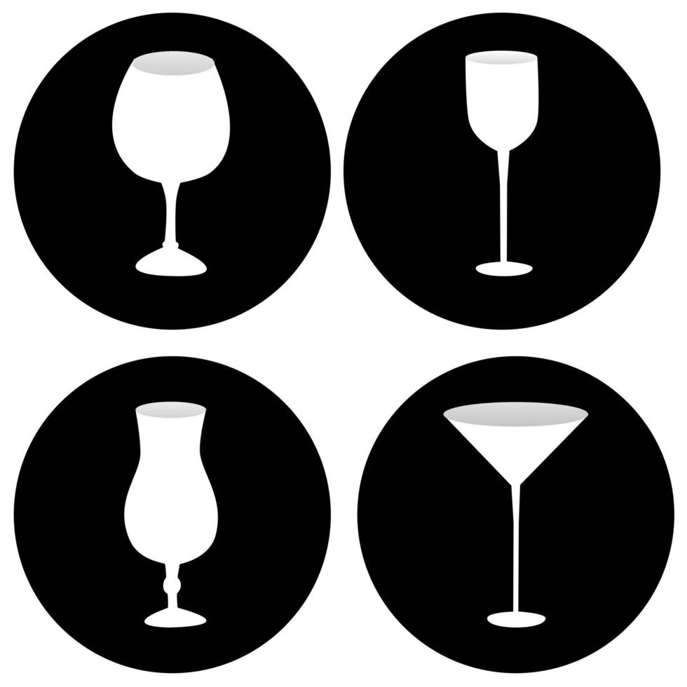 Cocktail glass icon flat drawn. vector