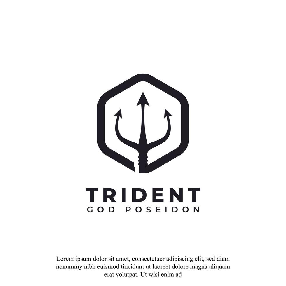 Classic Vintage Trident Neptune God Poseidon Triton King Spear Logo Icon Design Template vector