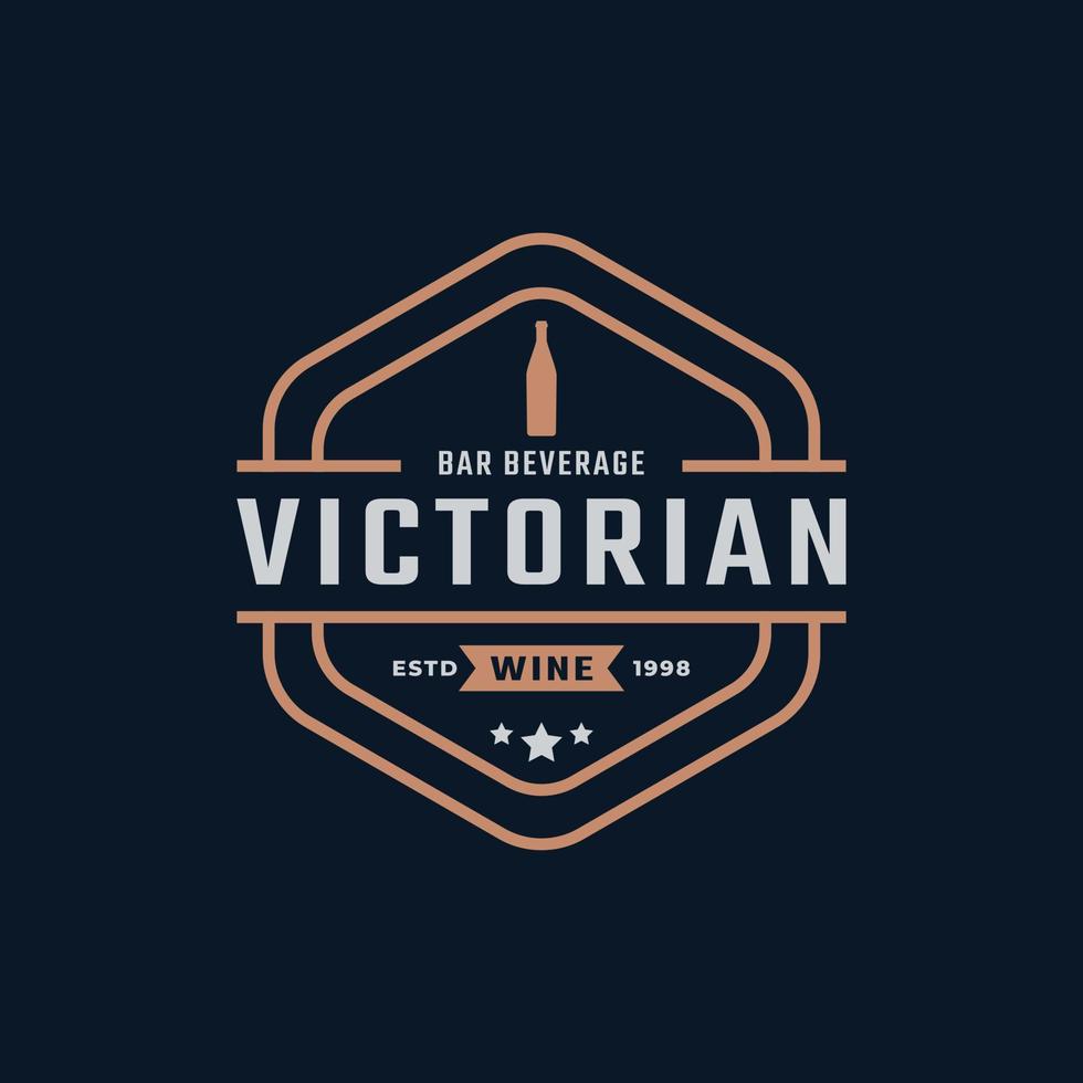 Luxury Vintage Retro Label Badge Emblem Floral Victorian Wine Bottle Glass Bar Beverage Logo Design inspiration vector
