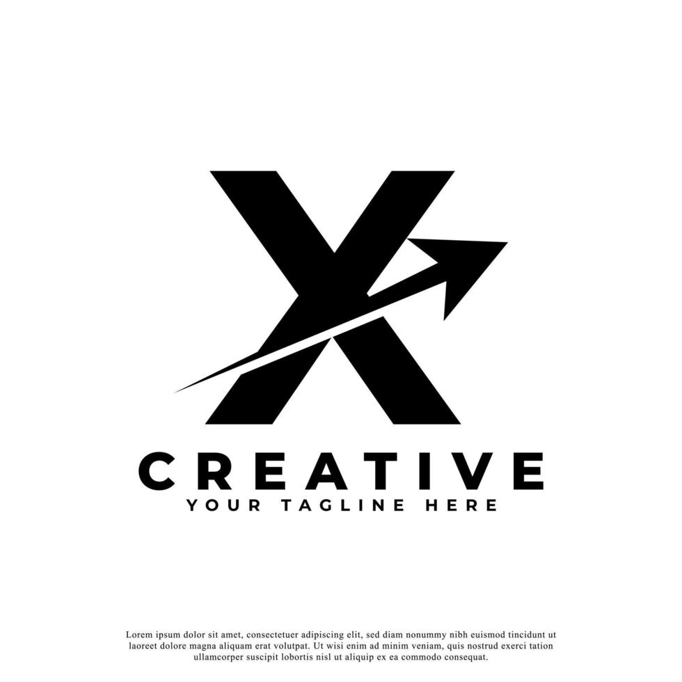 Initial Letter X Artistic Creative Arrow Up Shape Logotype. Usable for Business and Branding Logos. vector