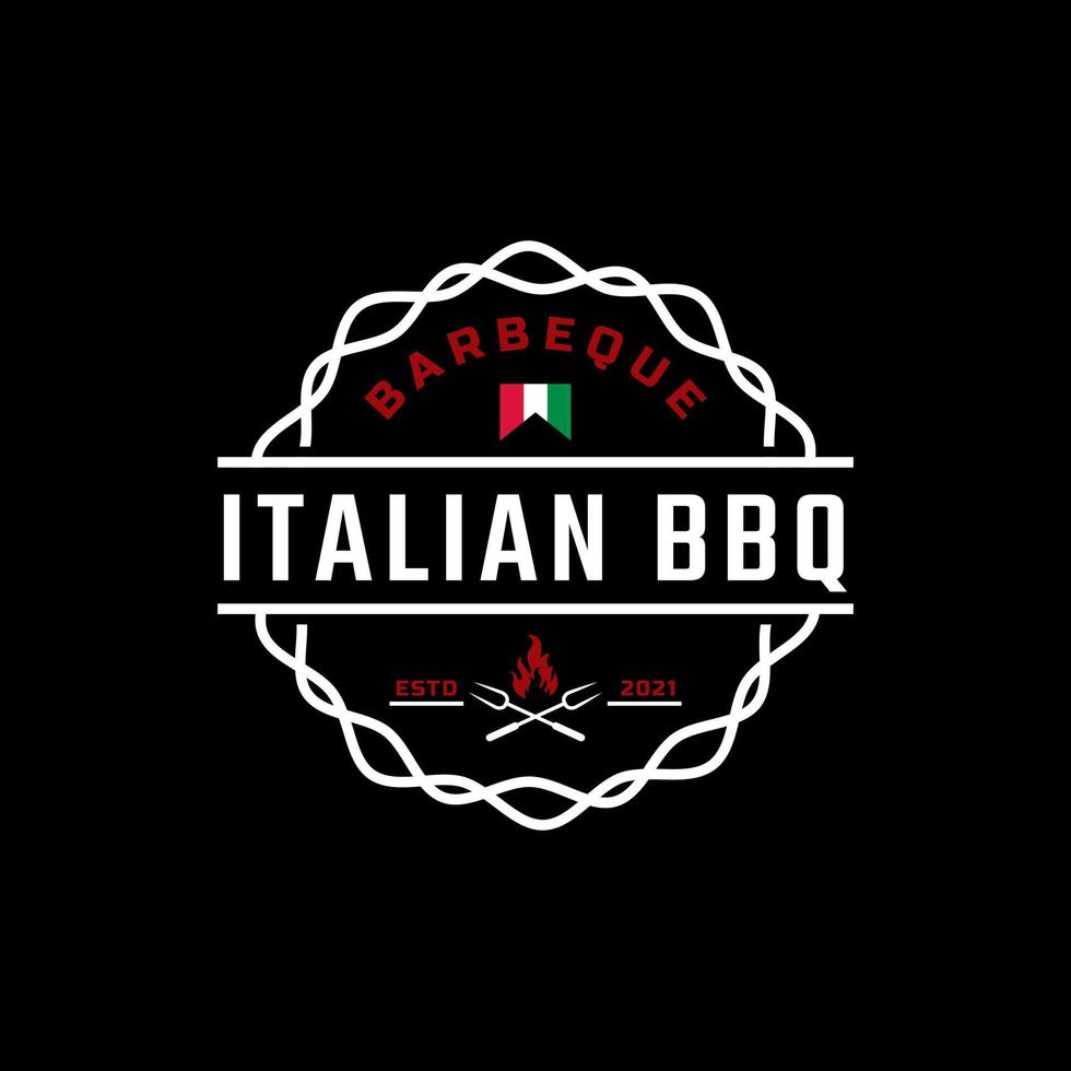 clásico vintage retro etiqueta insignia emblema italiano parrilla barbacoa logo diseño inspiración vector