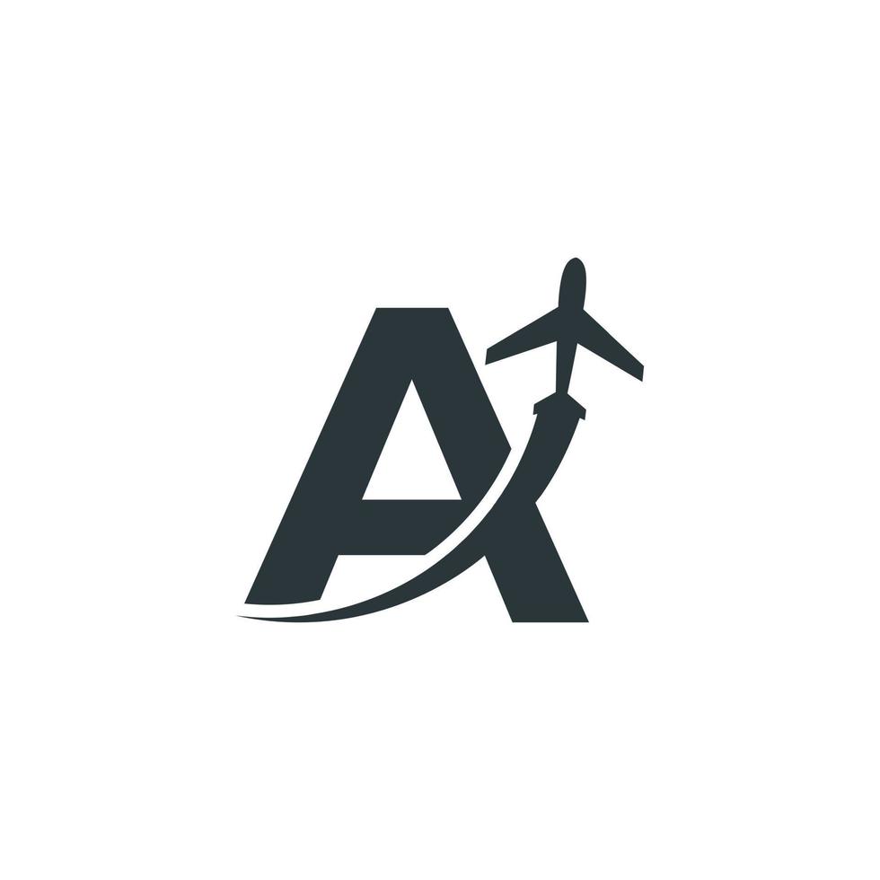 Initial Letter A Travel with Airplane Flight Logo Design Template Element vector