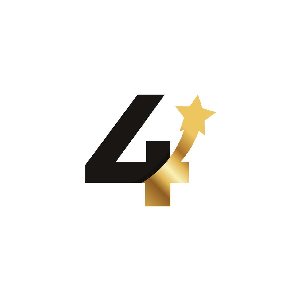 Number 4 Golden Star Logo Icon Symbol Template Element vector