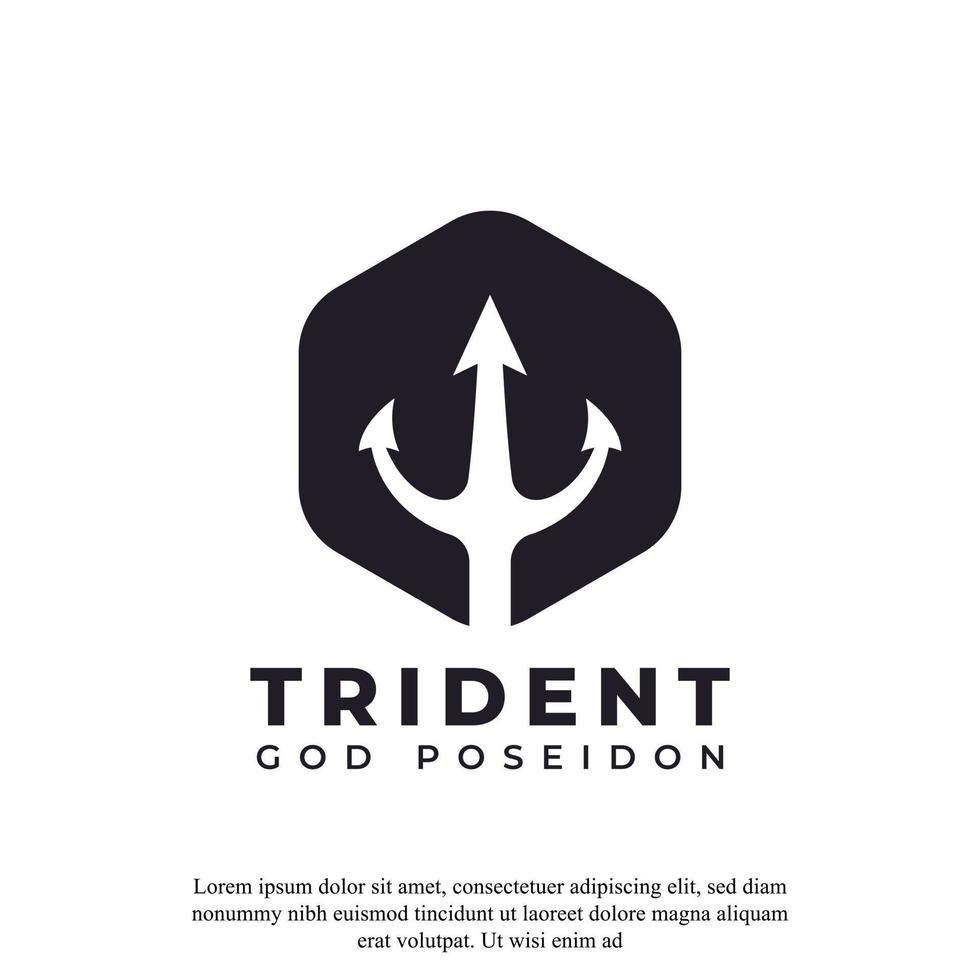 Classic Vintage Trident Neptune God Poseidon Triton King Spear Logo Icon Design Template vector