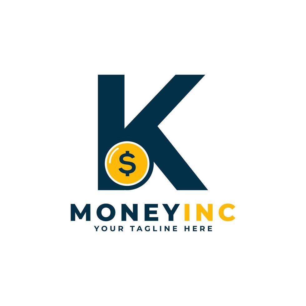 Cash Logo. Letter K with Coin Money Logo Design Template vector