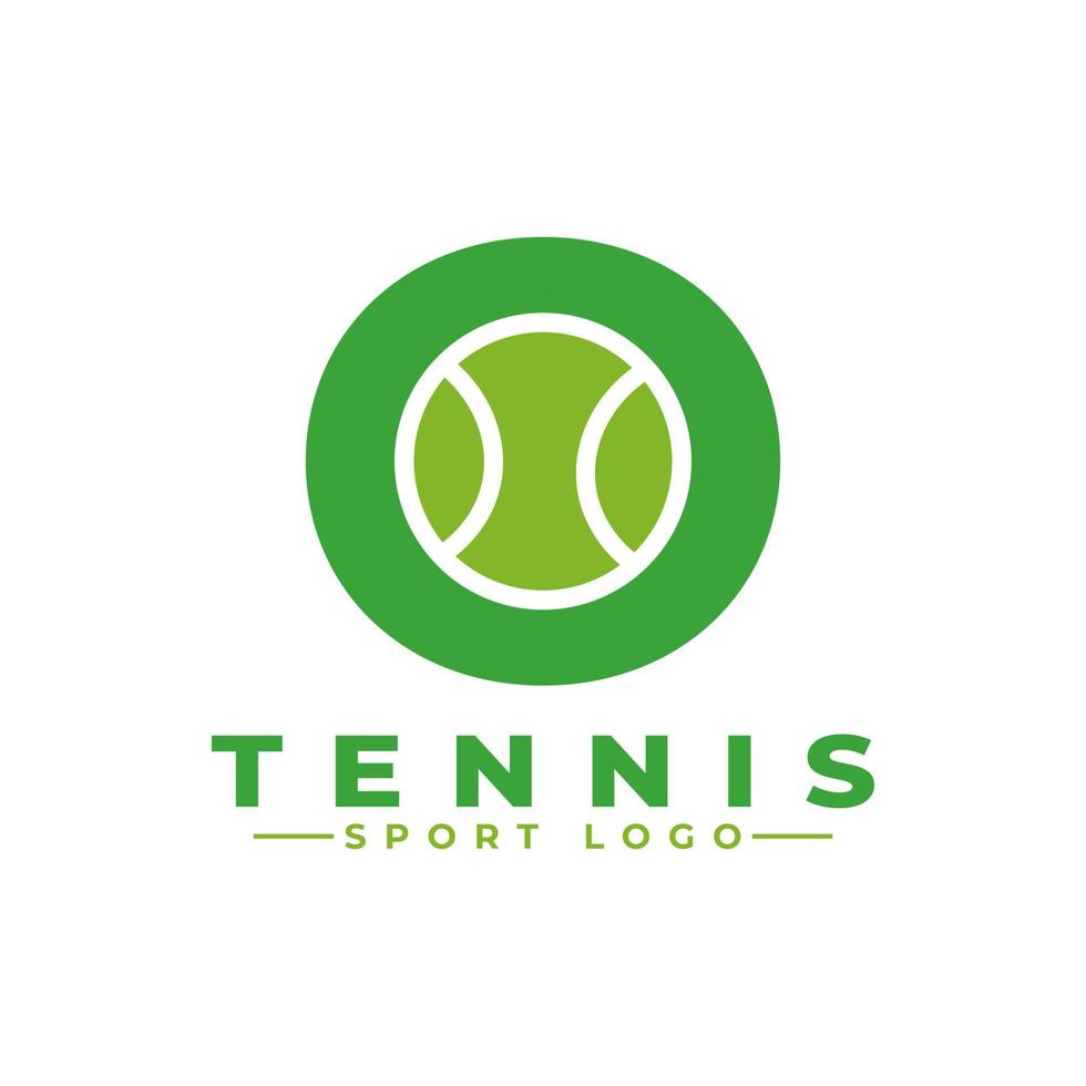 letra o con diseño de logo de tenis. elementos de plantilla de diseño vectorial para equipo deportivo o identidad corporativa. vector