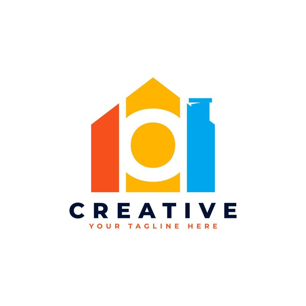 Letter O Logo. House Strip Shape with Negative Letter O. Usable for Construction Architecture Building Logo vector