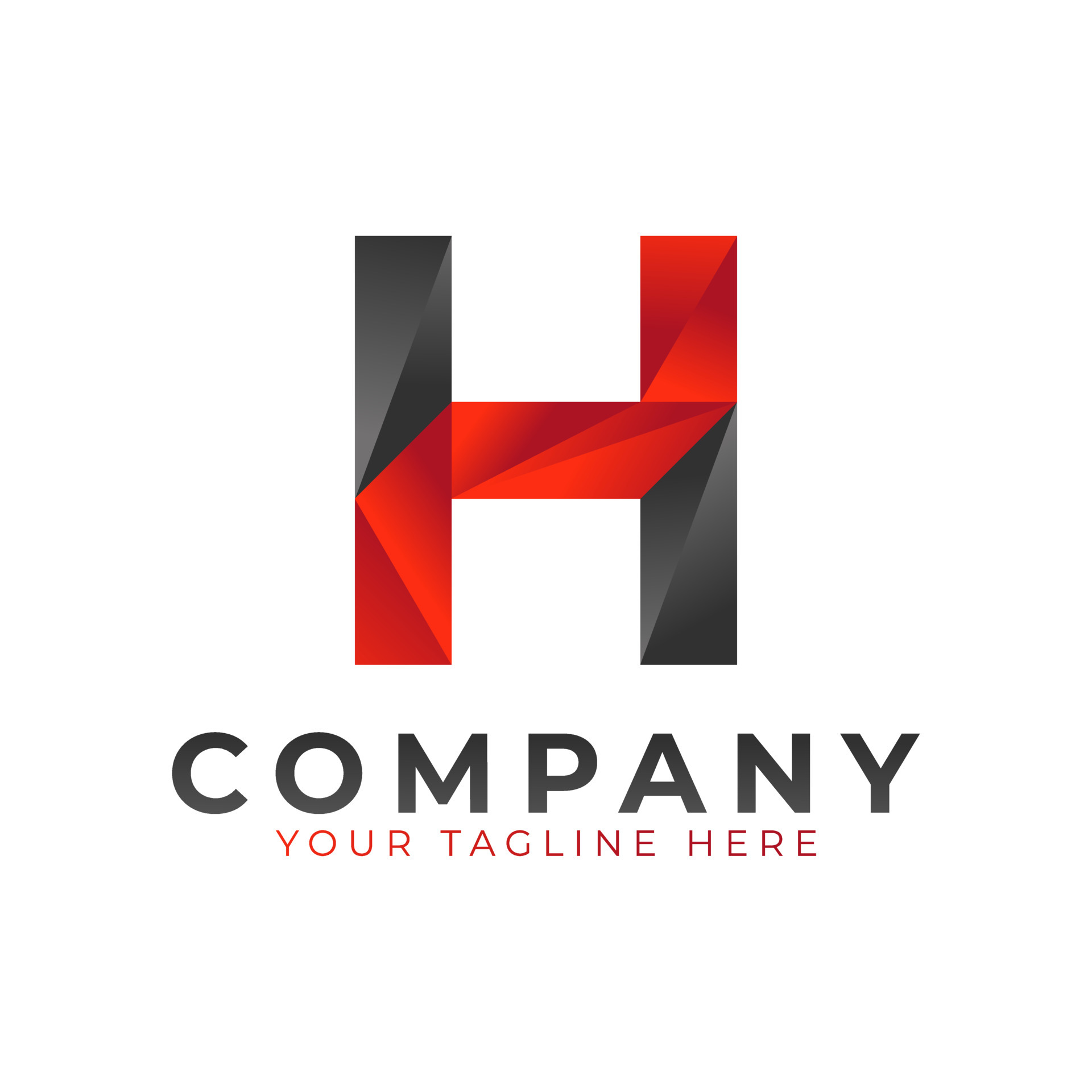 Creative Initial Letter H Logo Design. Black and Red Geometric Arrow