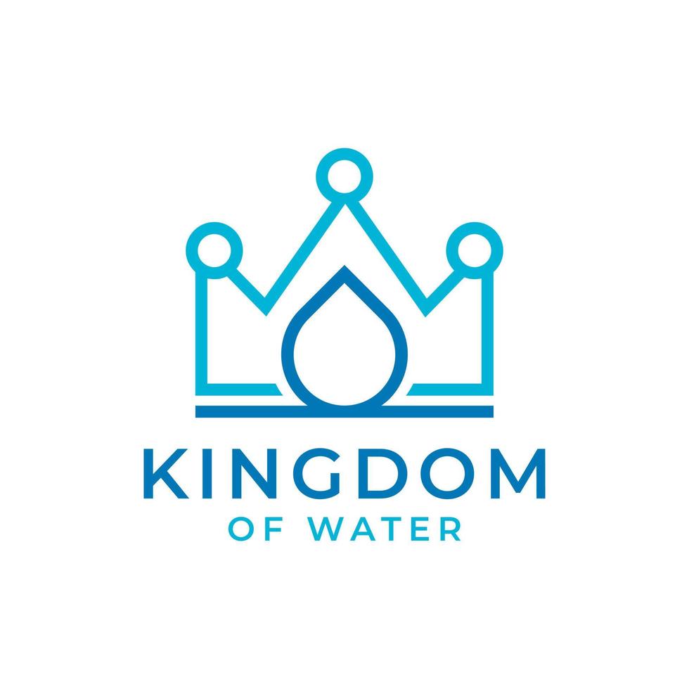 corona de rey del océano azul y olas de mar de agua para elemento de plantilla de diseño de logotipo de barco vector