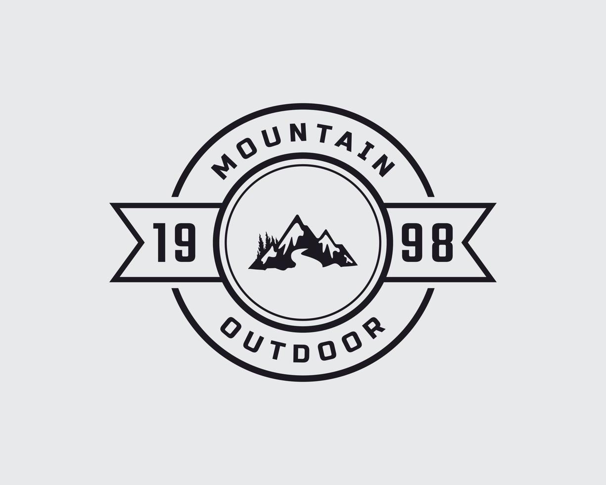 Vintage Classic Emblem Badge Ice Snow Rocky Mountain Symbol. Creek River Mount Peak Hill Nature Landscape view Logo Design Inspiration vector