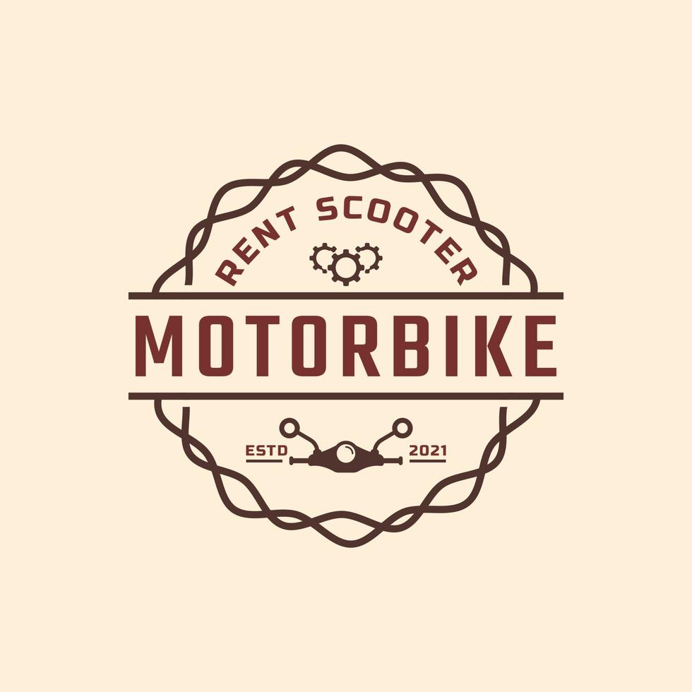 emblema de la insignia de la etiqueta retro vintage clásica inspiración para el diseño del logotipo de alquiler de motos y scooters vector